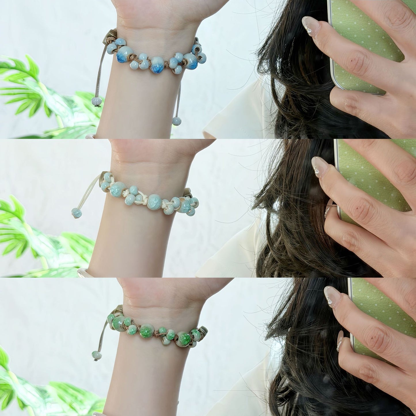 Ceramic Ice Crack Couple Hand-knitted Rope Girlfriends Gift Travel Commemorative Bracelet