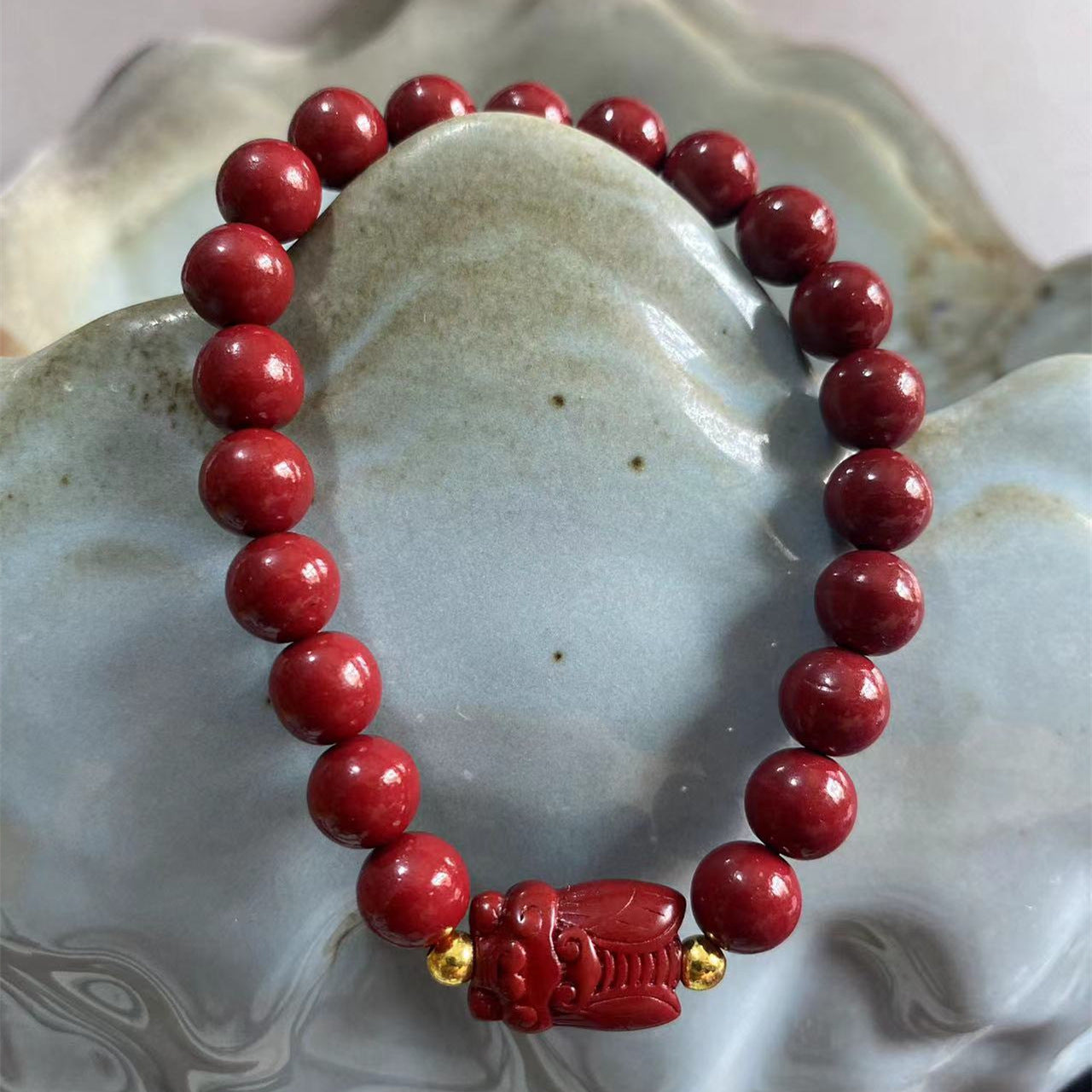 Binding Imitation Cinnabar National Style Grain Bracelet