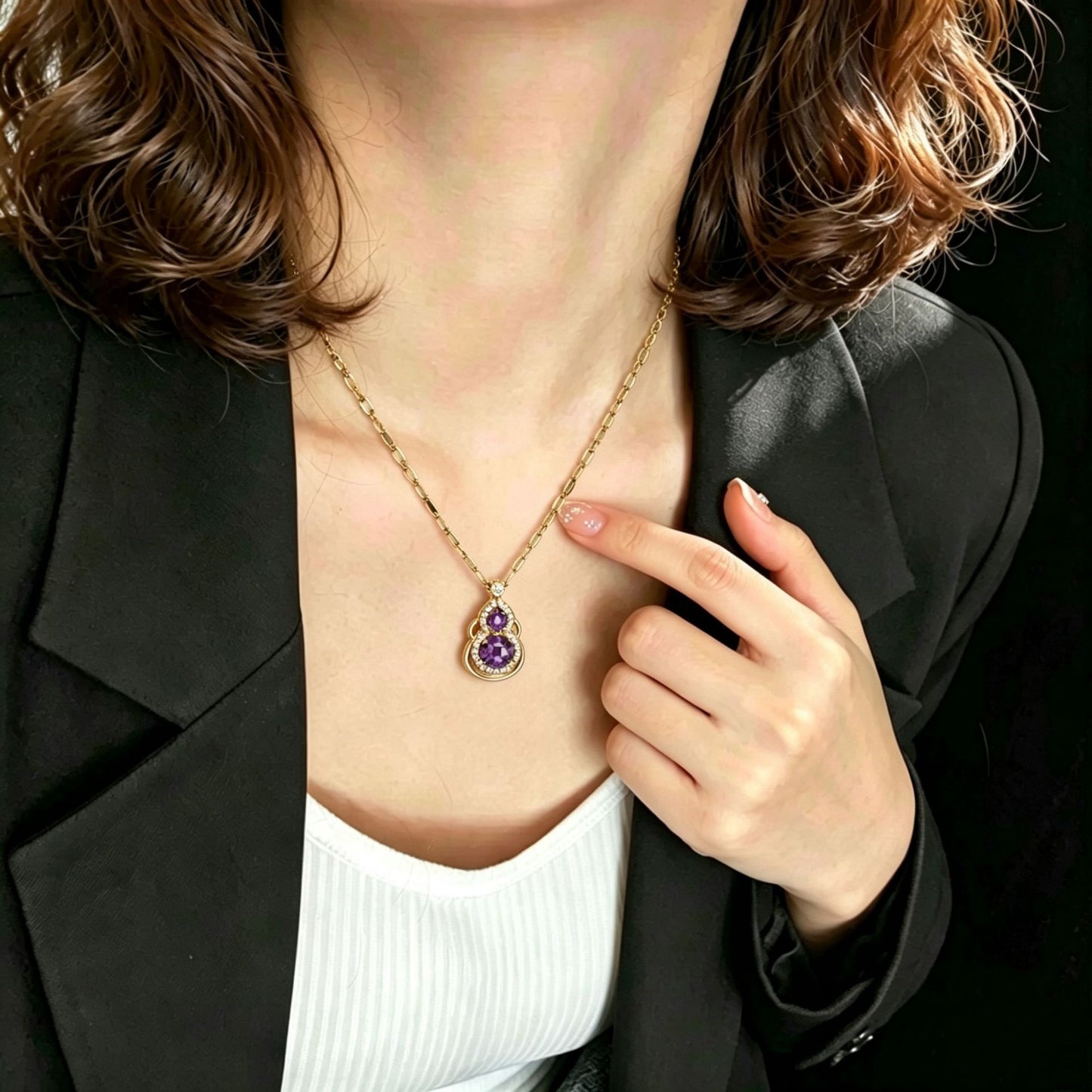 Copper Retro High-grade Fashion Purple Gourd Exquisite Necklaces