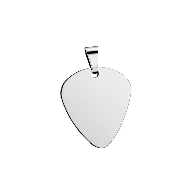 Women's & Men's Steel Hang Tag Glossy Guitar Pick Titanium Can Carve Necklace