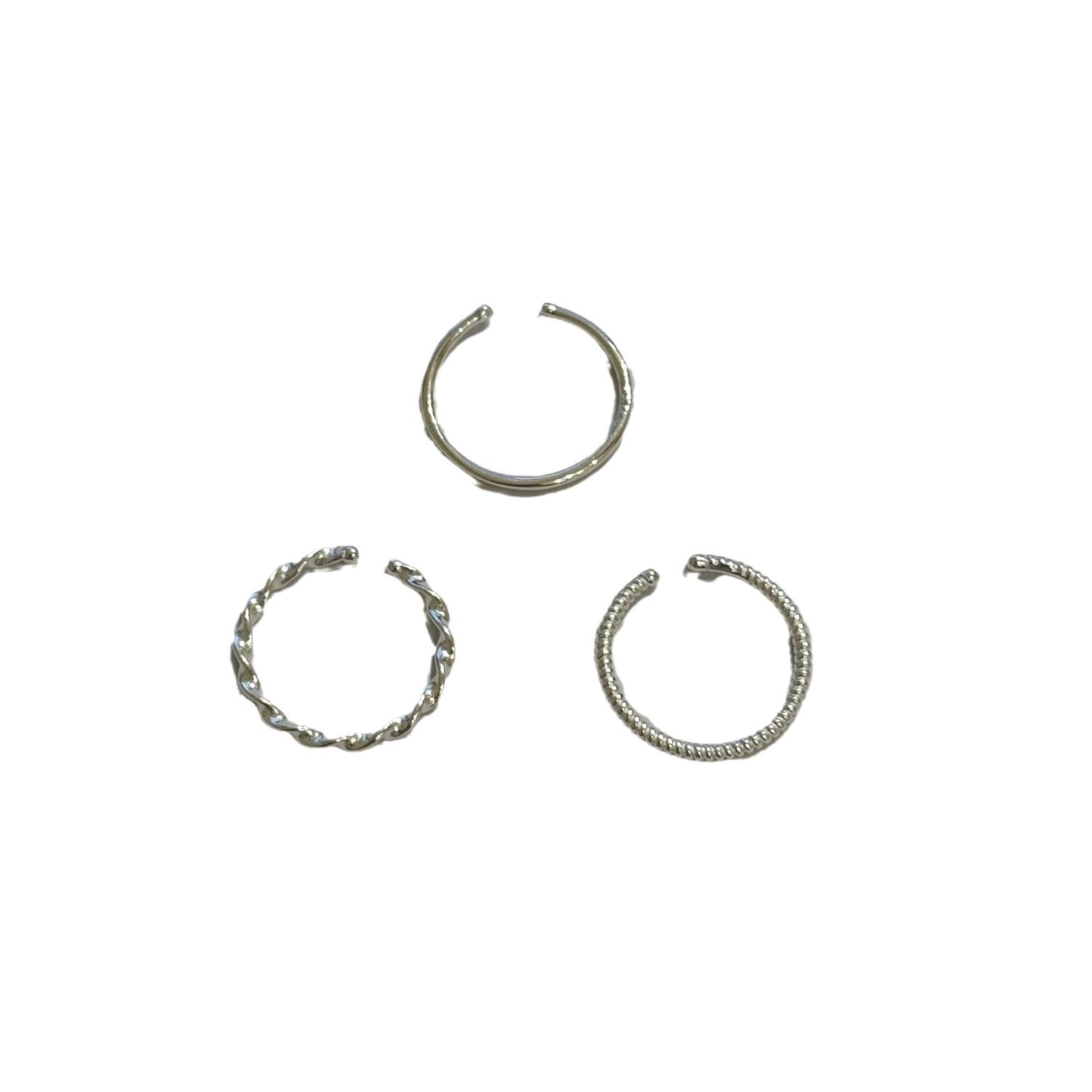 Sier Fine Line Twist Combination Open Rings