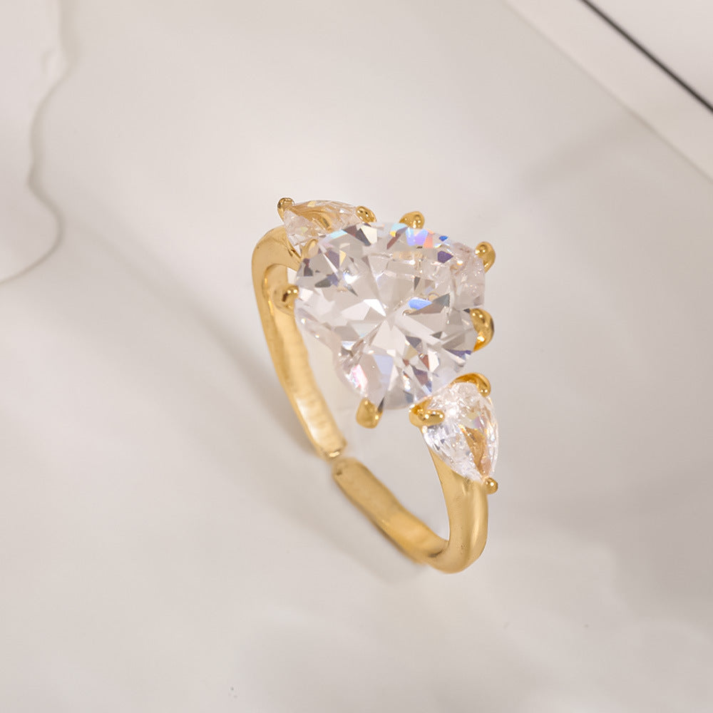 Women's Open-end Zircon Fashionable Classy Simple Cold Feeling Goddess Rings