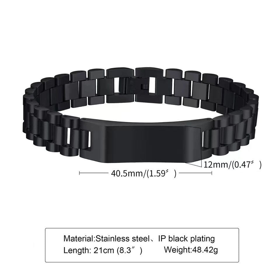 Fashion Gold-plated Stainless Steel Can Carve Writing Glossy Bracelet