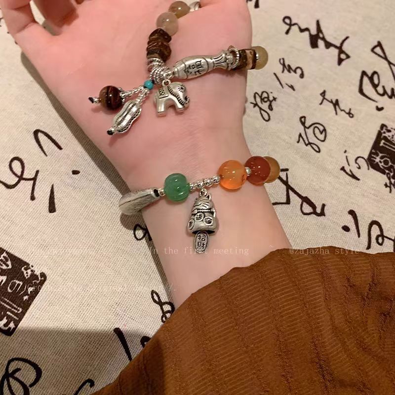 Style Lucky Elephant Beaded Female Tibetan Ethnic Retro Design Bracelet
