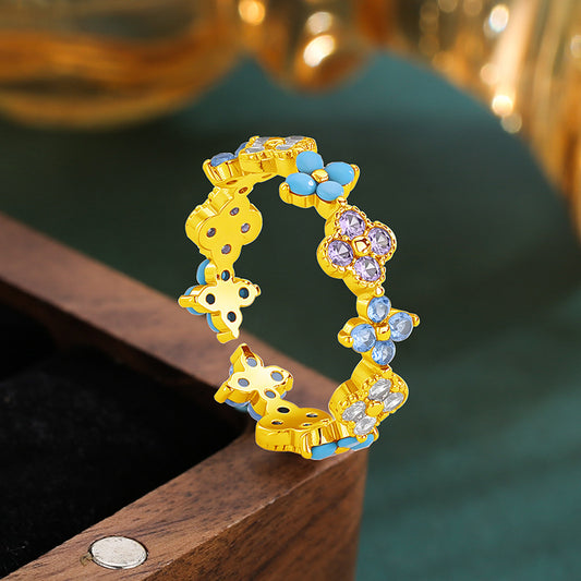 Women's Rainbow Retro Elegant High-grade Summer Sweet Rings