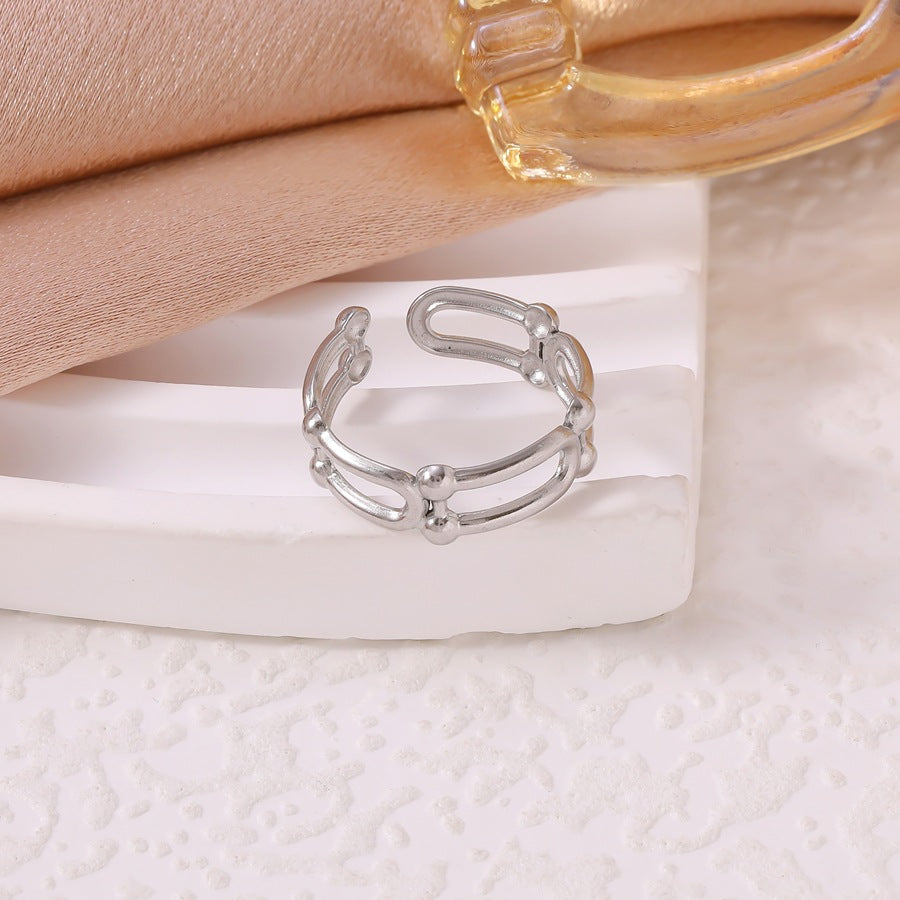 Popular Titanium Steel Female Irregular With Personality Style Simple Ring