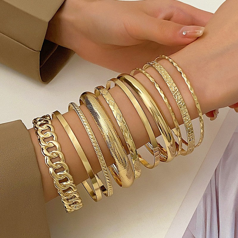 Leaves Glossy Irregular With Personality Stripes Bracelets
