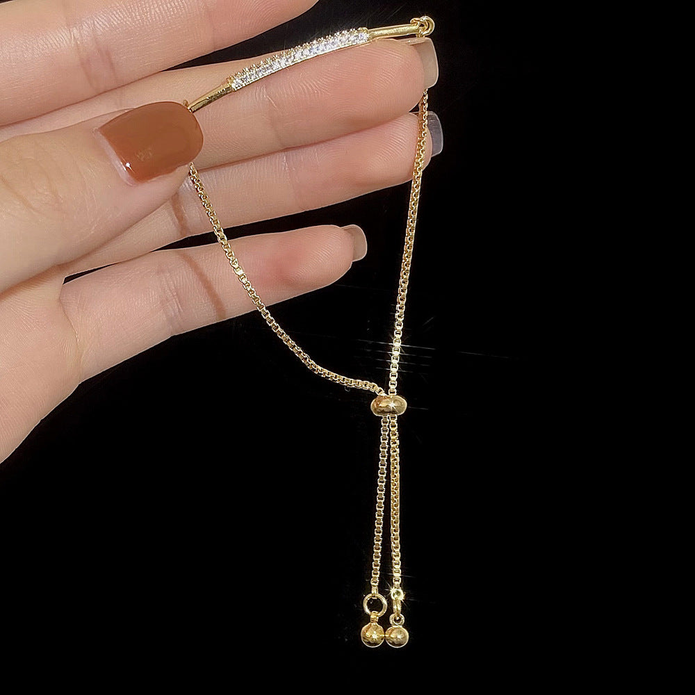 Women's Inlay Fritillary Four-leaf Flower Pull-out Light Luxury High-grade Bracelets
