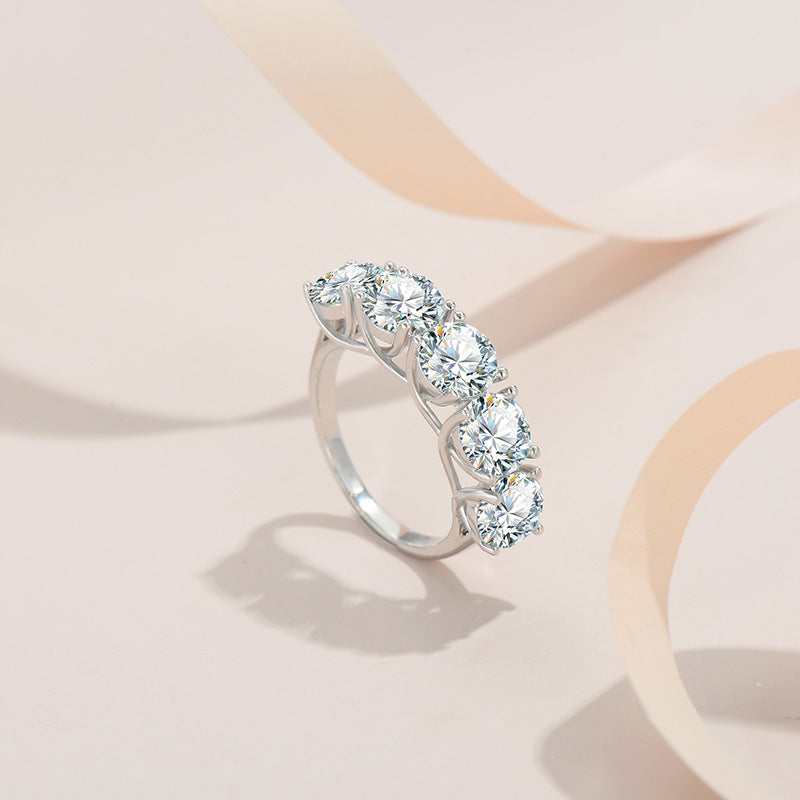 Moissanite Five-star Gang Drill Light Luxury Rings