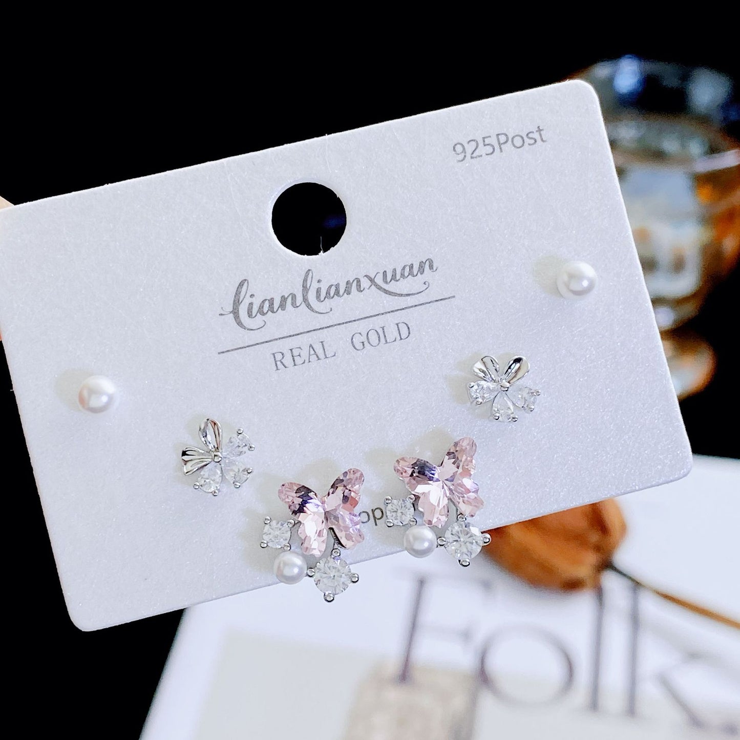 Women's Needle Simple Series Three Pairs Storage Ear Rings