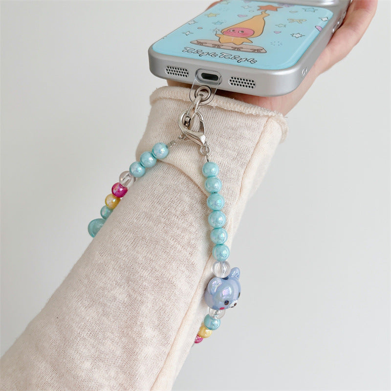 Women's Solid Beads Phone Case Handmade Lanyard Bracelet