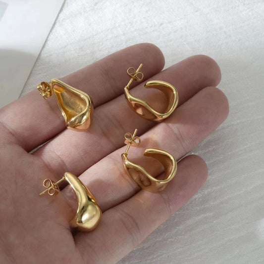 Pretty Irregular Geometric High-grade Gold-plated U-shaped Rings