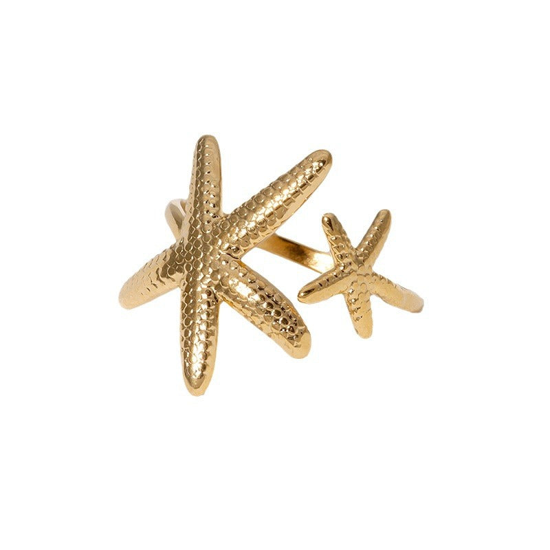 Elements Beach Starfish Stainless Steel Fashion High Rings