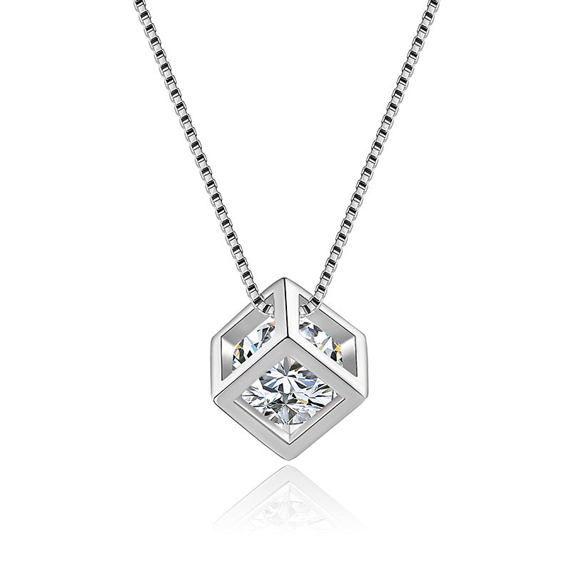 Cube Female Rhinestone Zircon Square Window Pendants