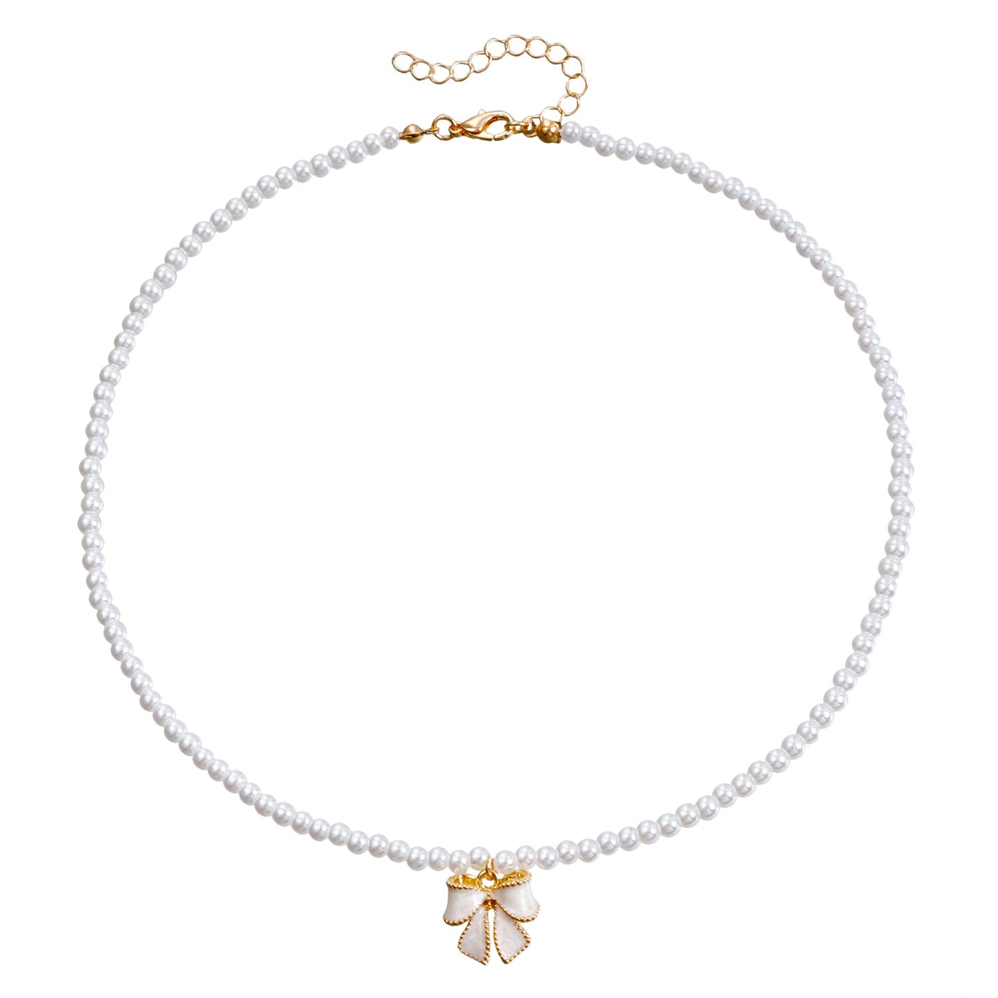 Women's Soft Bow Clavicle Chain Commuter Imitation Pearl Short Necklaces