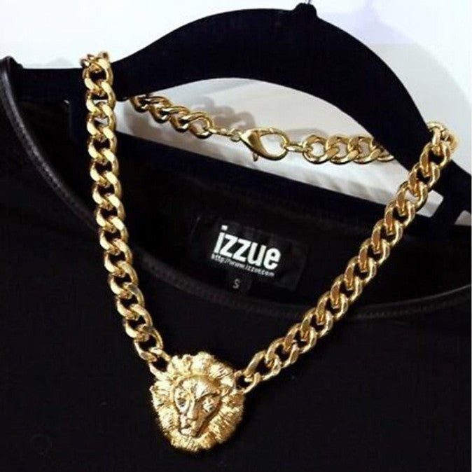 Female Hip Hop Lion's Head Street Cool Handsome Decorative Sweater Necklace