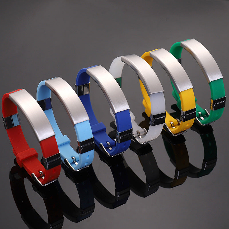 Simple Silicone Stainless Steel Glossy Can Bracelets