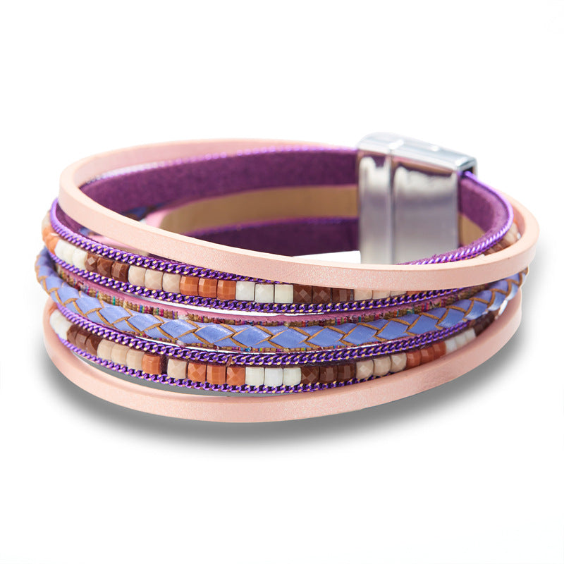 Bohemian Bead Ladies Leather Handmade Braided Bracelets