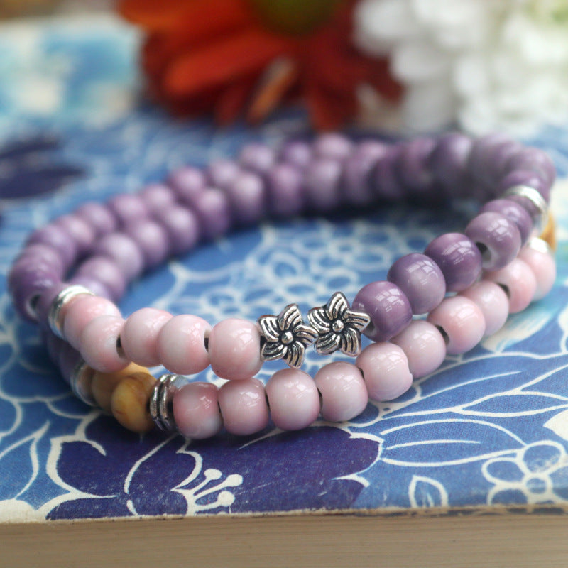 Ceramic Fresh Small Beads Two-circle Sisters Bracelet