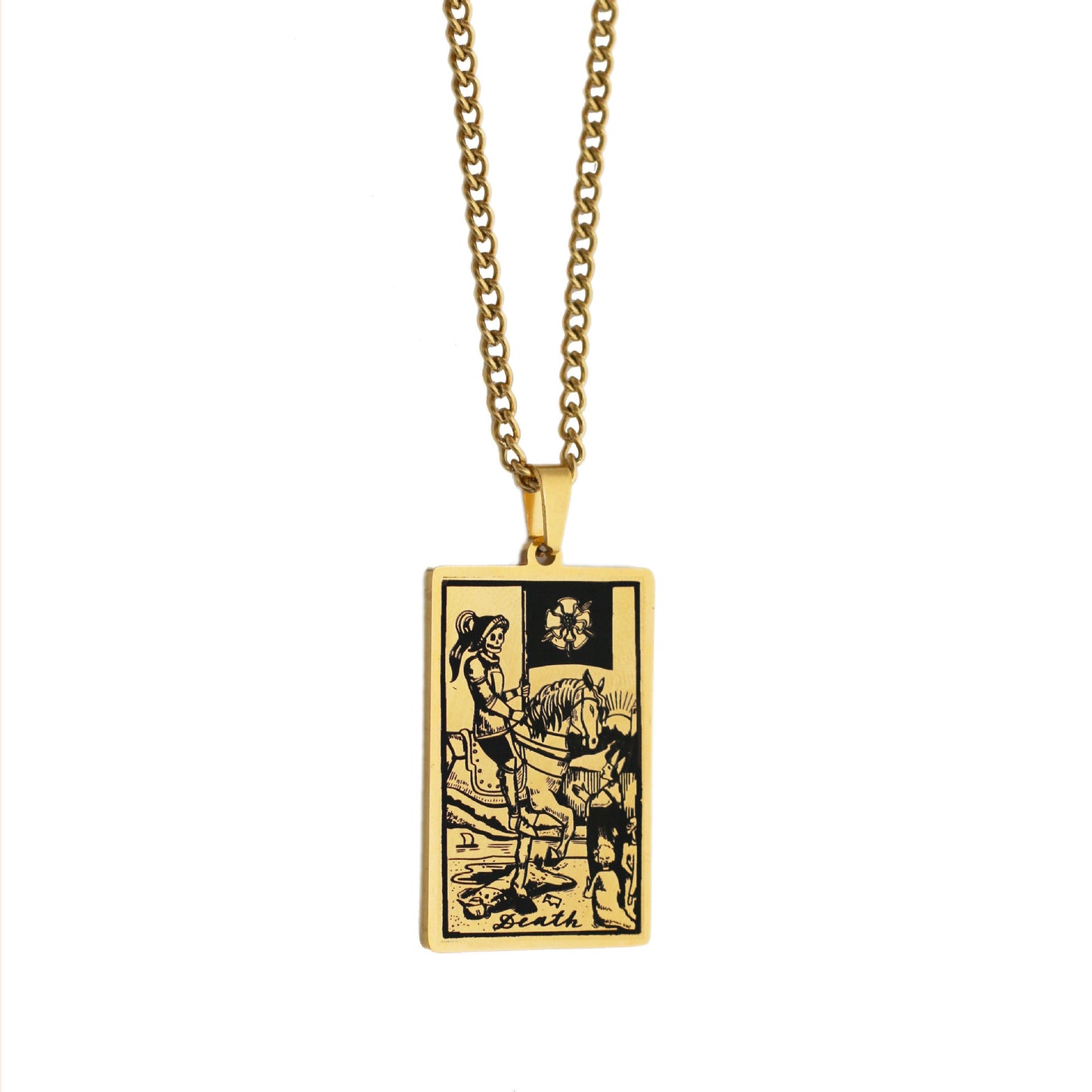 Zhang Tarot Titanium Steel Retro Rectangular Necklaces