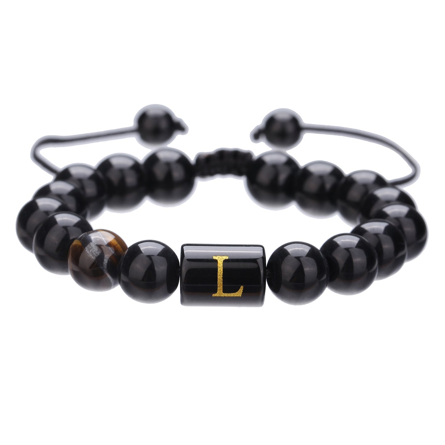 Live Streaming Black Agate Beads Male Letter Bracelets