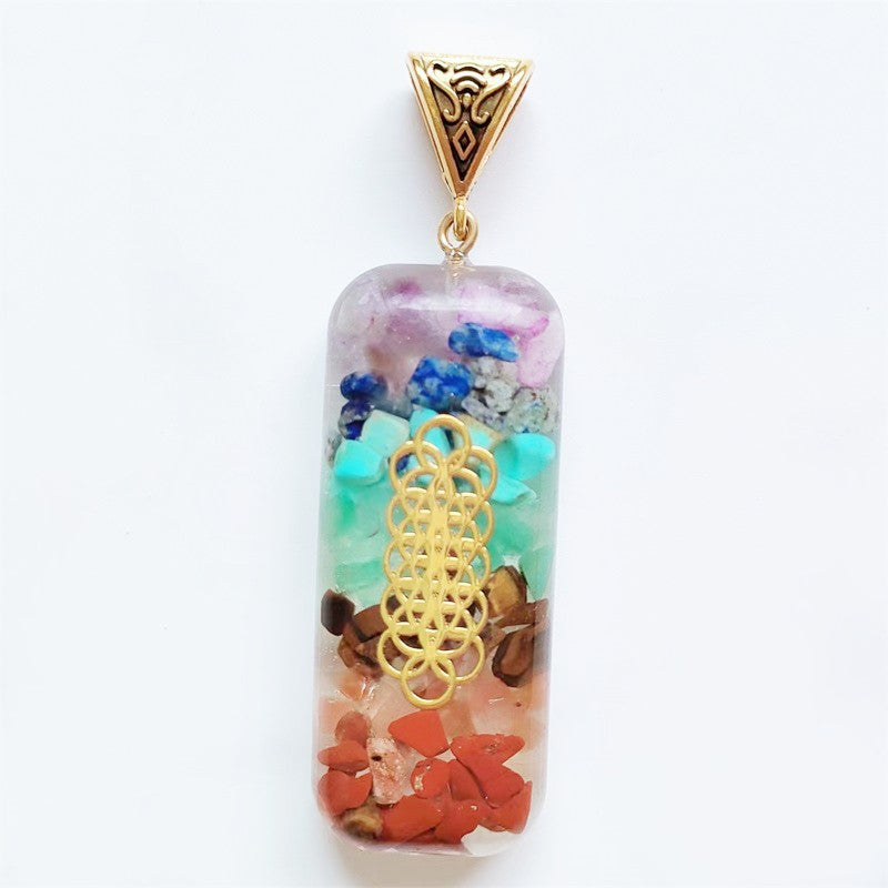 Sweater Chain Colorful Gravel Black Leather Rope Resin Pendants