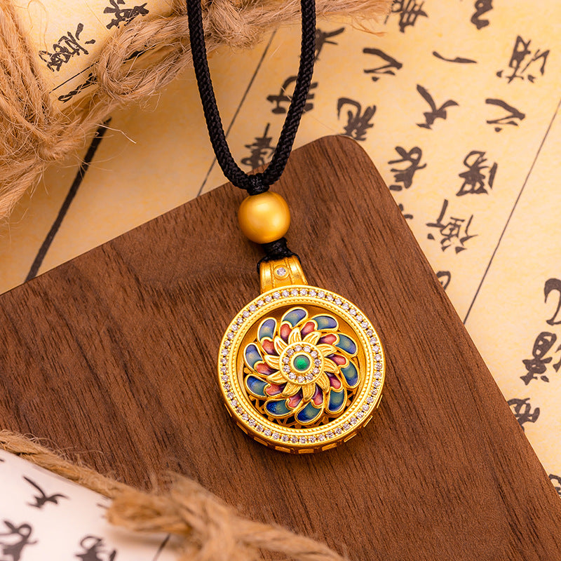 Color Rotatable Compass Ancient Silk Burning Blue Pendants