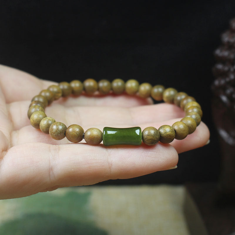Women's & Men's Green Sandalwood Bamboo Simple Style Beads Bracelet