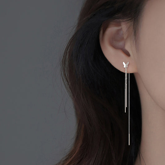 Women's Butterfly Thread French Simplicity Niche Design Temperamental Tassels Eardrops Ear Line