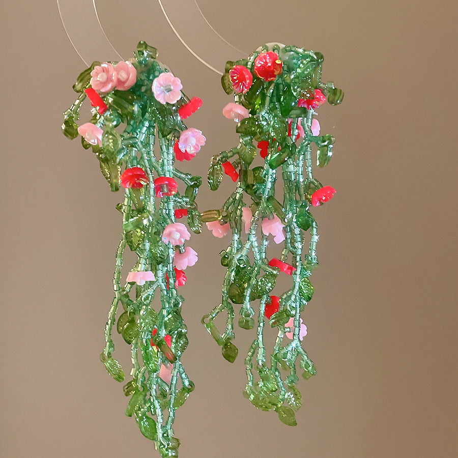 Women's Flower Shell Tassel Light Luxury High-grade Earrings