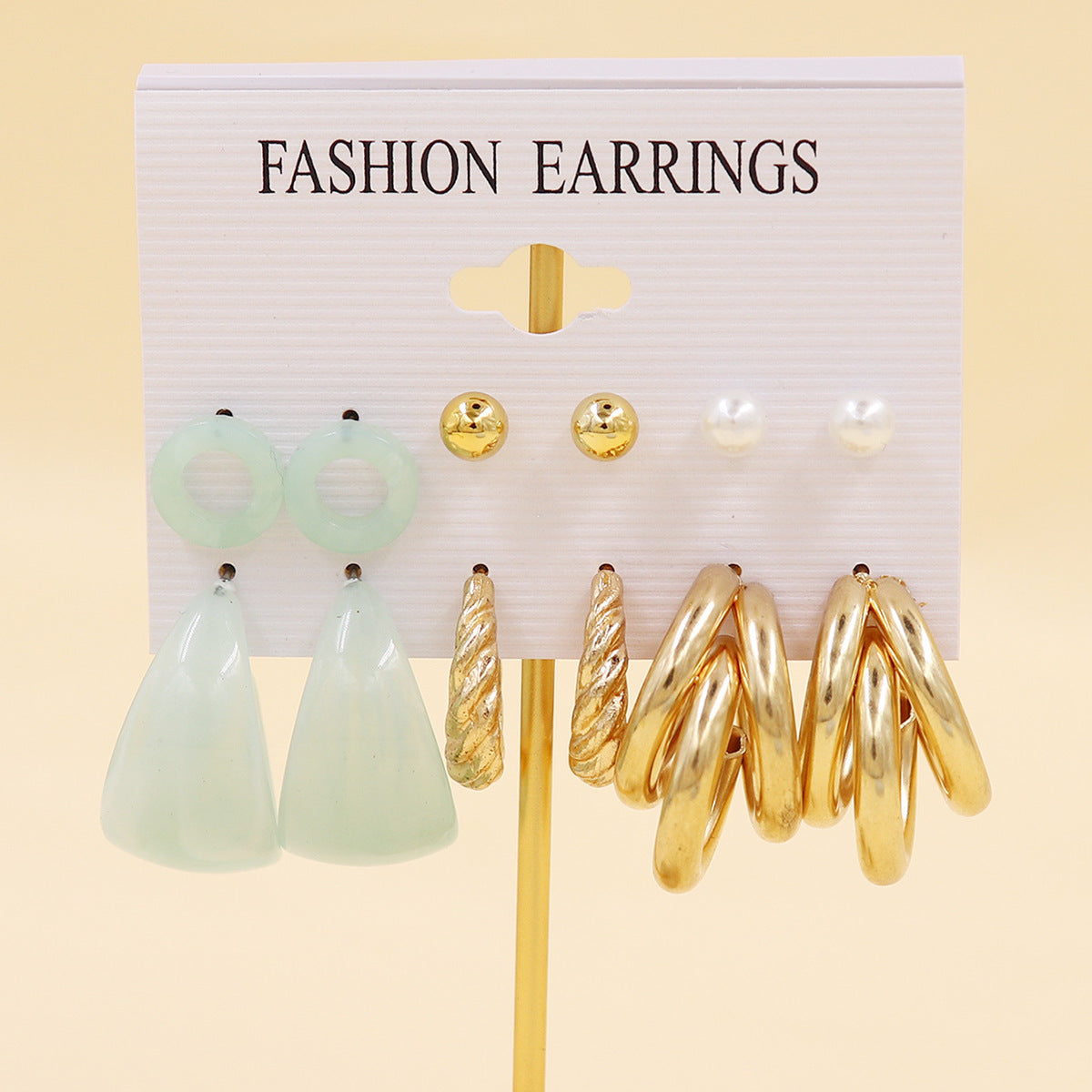 Women's Color Resin Leopard Print Pairs Retro Fashion Earrings