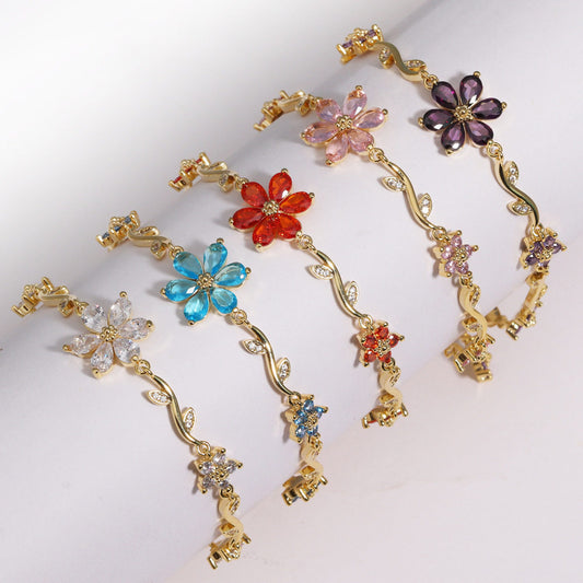 Cute Sweet Pastoral Style Love Heart Flowers Valentine's Day Bracelet