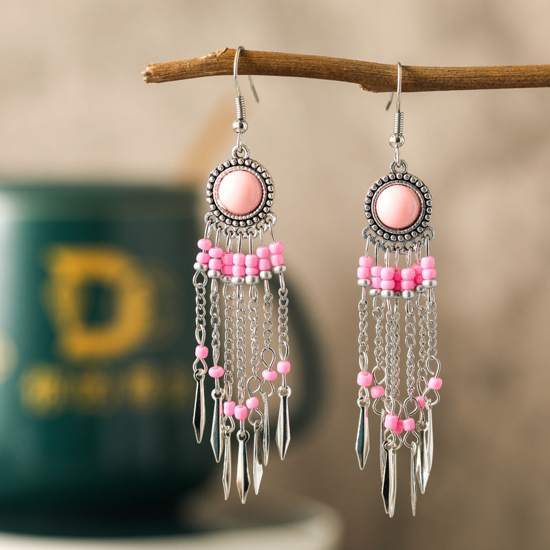 Women's Retro Turquoise Fashion Antique Bead Eardrops Earrings