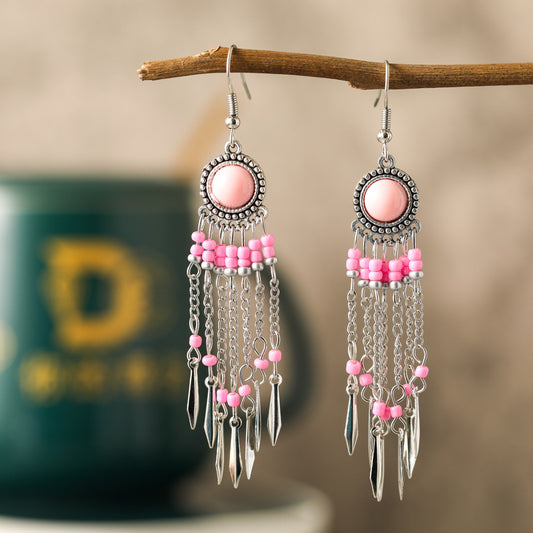 Women's Retro Turquoise Fashion Antique Bead Eardrops Earrings