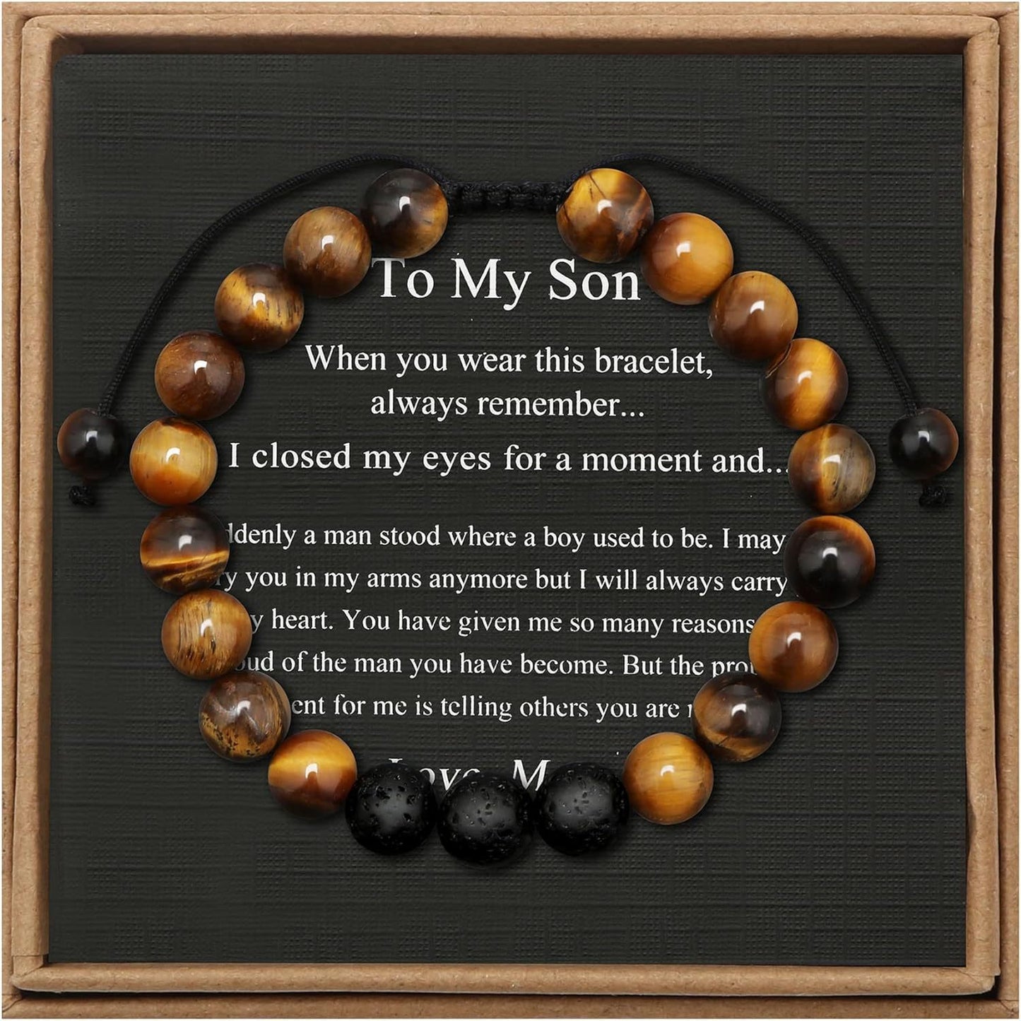 Men's Stone Tiger Eye Woven Adjustable Beaded Bracelet