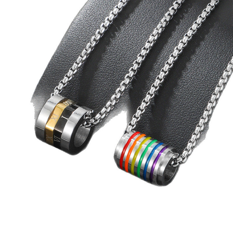 Fashion Stainless Steel Rainbow Titanium Design Necklace