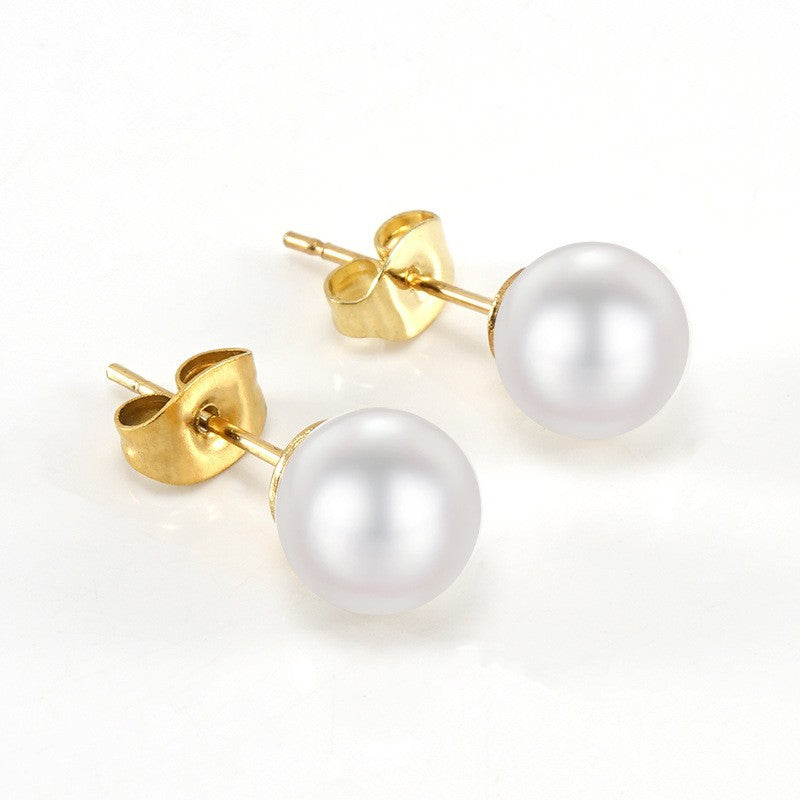 Women's Fashion Design Pearl Simple Titanium Steel Rings