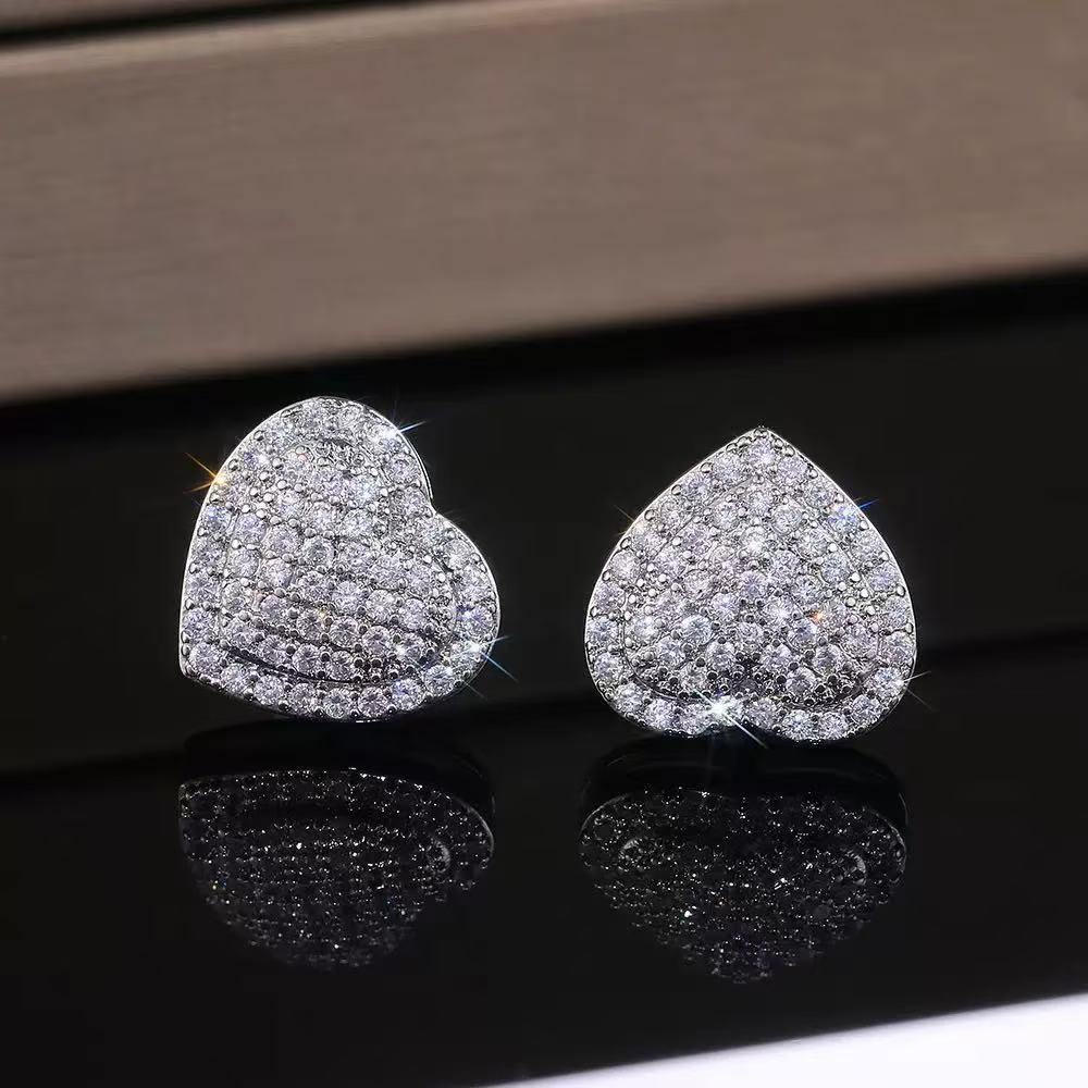 Women's Pair Cross Mirror Classic Fashion Simple Love Heart High-grade Earrings
