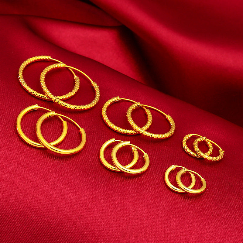 Women's Vietnam Placer Gold Vacuum Electroplating Craft Female Glossy Earrings