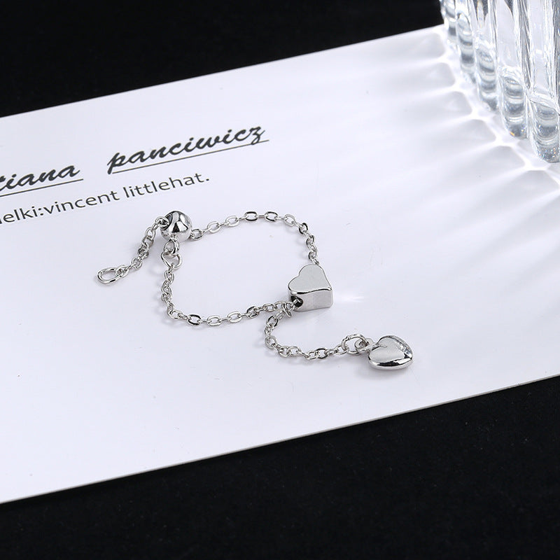 Pull Love Heart-shaped Female Fashion Artistic Tassel Five-pointed Ring