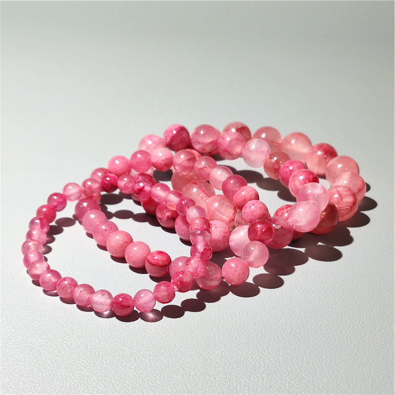 Little Female Persian Jade Round Beads Finger Twist Bracelet