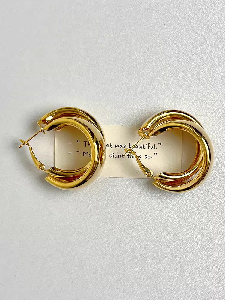 Style Geometric Metal Hoop France Designer Model Light Luxury High-grade Rings