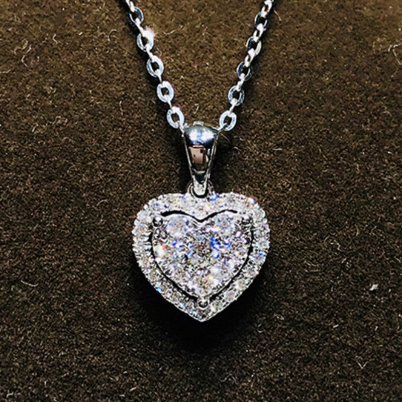 Women's Light Luxury Minority Metal Heart-shaped Zircon Advanced Design Sense Summer Necklaces