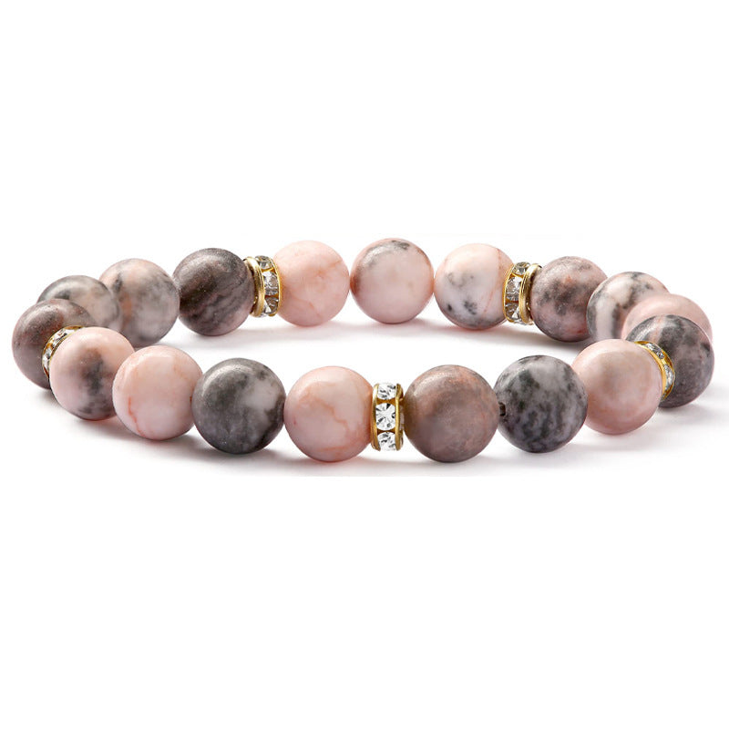Natural Stone Essential Oil Pink Zebra Bracelets