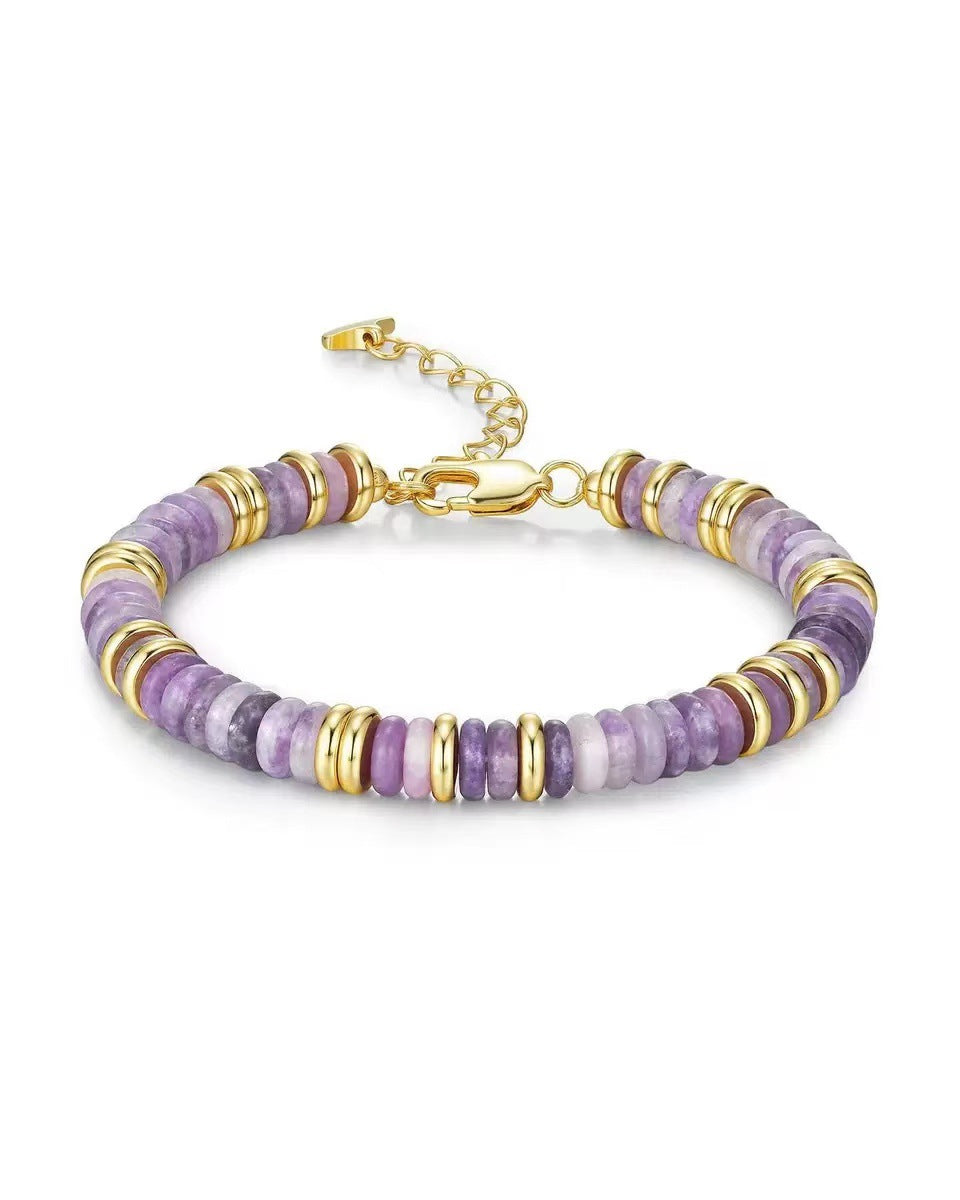 Women's Bohemian Style Colorful Natural Stone Beaded Frisbee Advanced Light Bracelet