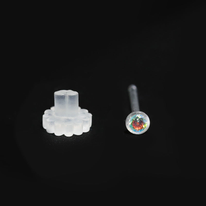 Small Color Zircon Ear Simple Resin Stud Earrings