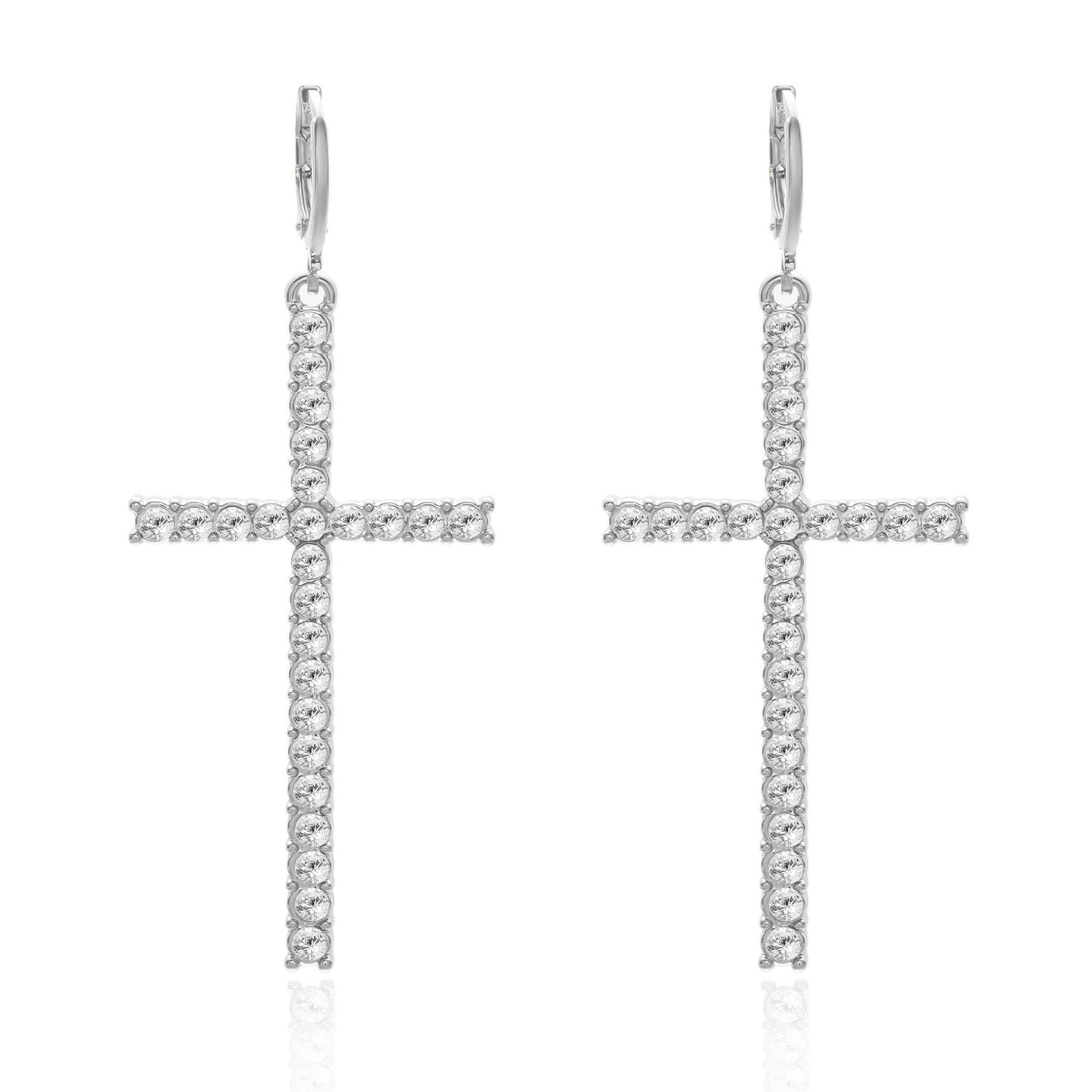 Women's High-grade Temperament Cross Pearl Rhinestone Asymmetric Earrings