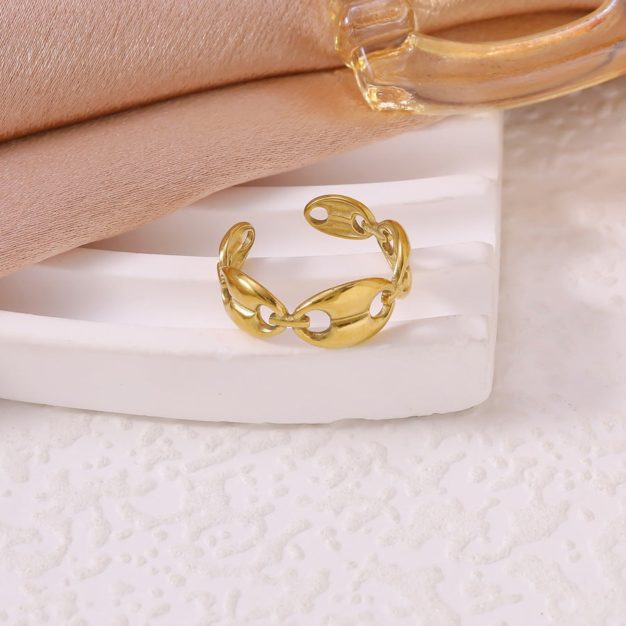 Popular Titanium Steel Female Irregular With Personality Style Simple Ring