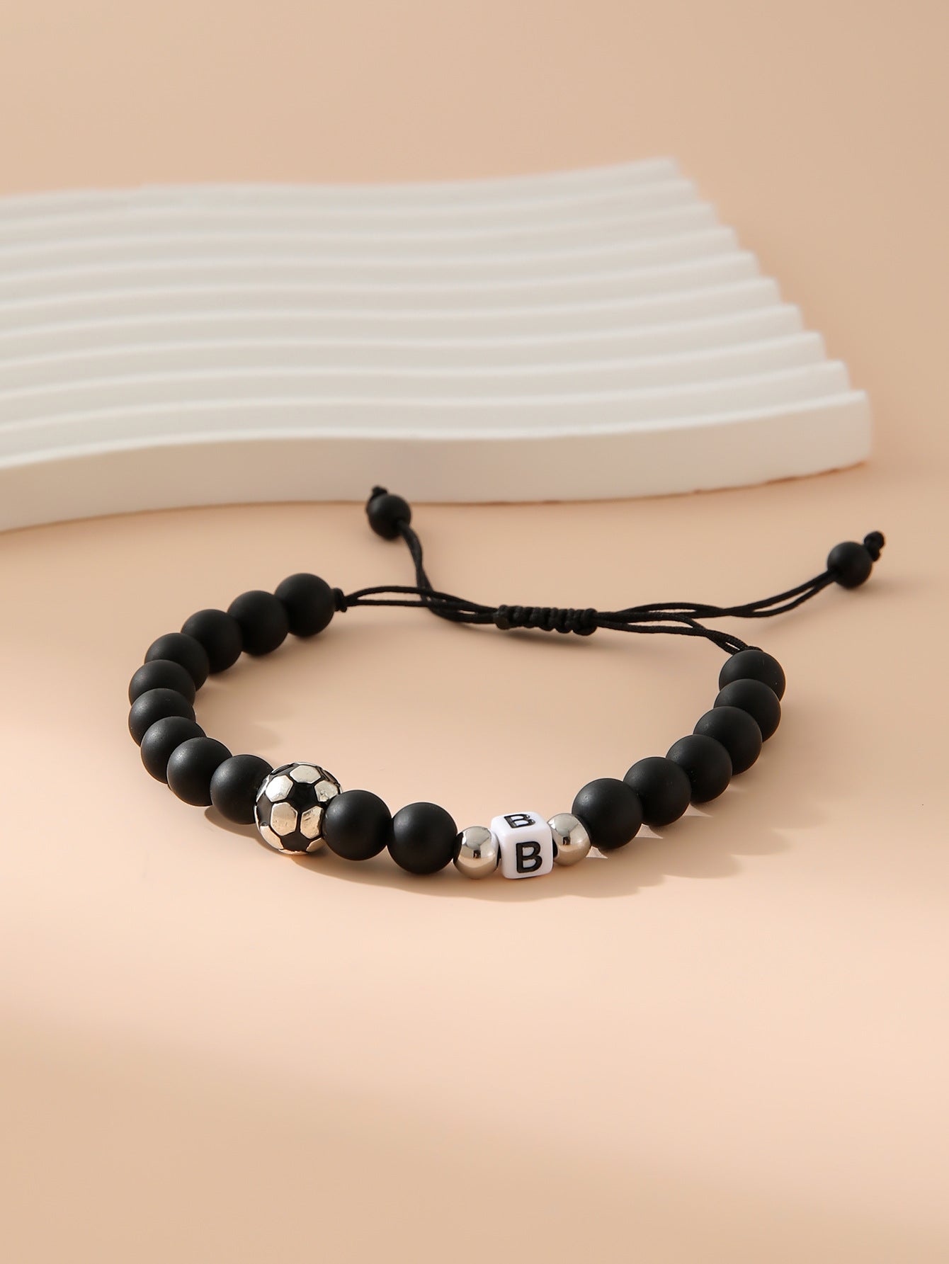 Women's & Men's Black Frosted Football Letters Adjustable For Bracelet