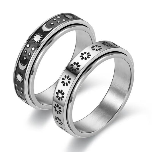 Rotatable Titanium Steel Female Decompression Meditation Ring